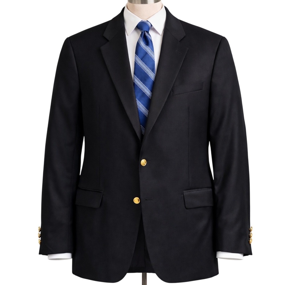 Lauren‎ Ralph Lauren Men's Black Blazer Sport Coat Gold Buttons Size 44L